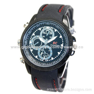 Men's sports watch, chronograph function, 3atm waterproof, high quality leather strap